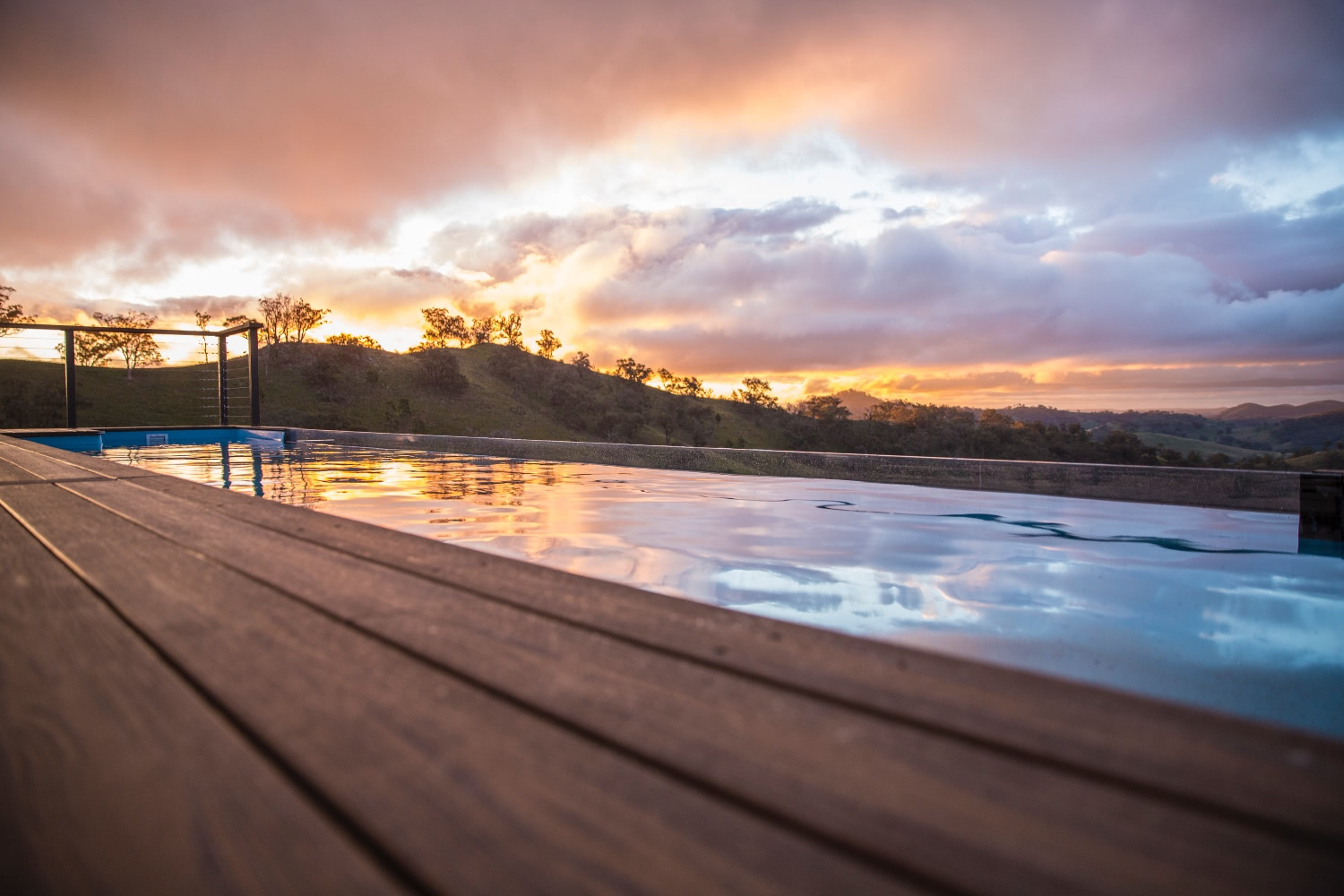 Composite decking beside a pool