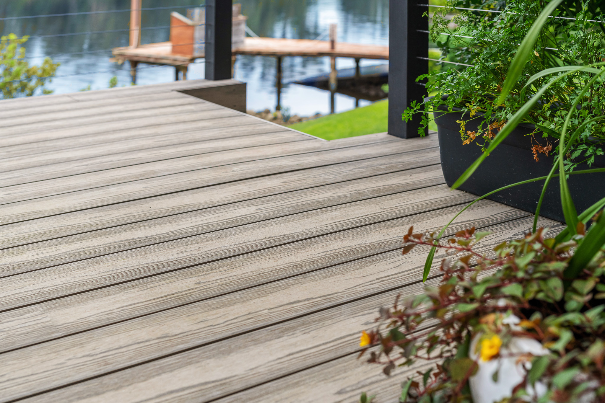 Titanium Composite Decking is a blend of PVC and wood composite
